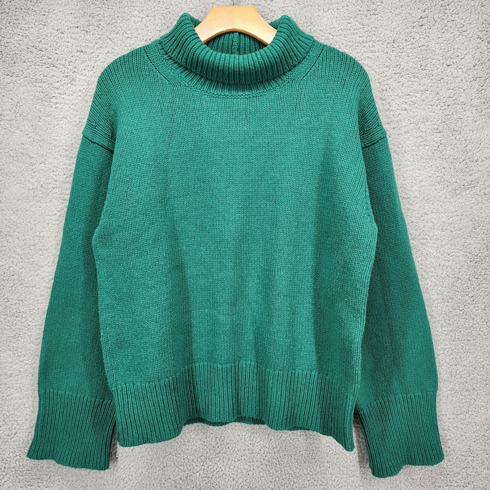 Alex Mill Green Extrafine Merino Wool Oversized Turtleneck Sweater Womens‎ Small
